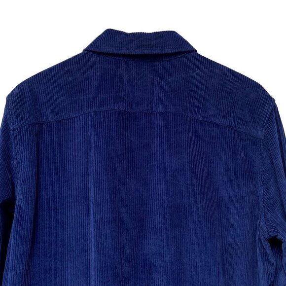 American Eagle Corduroy Shirt Jacket Medium Mens Navy Blue Snap Front Pockets - Picture 6 of 10